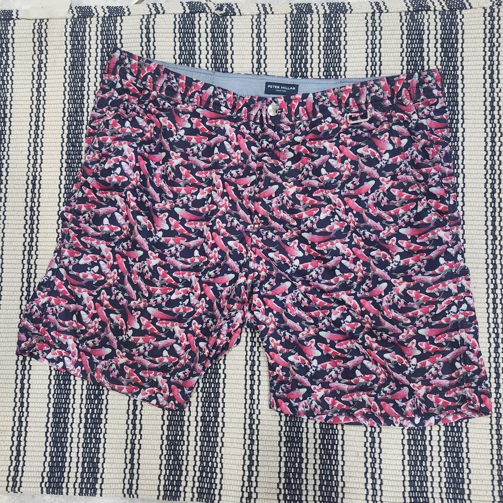 Peter Millar Collection Swim Trunks Shorts Koi Fish Print Lined Size L